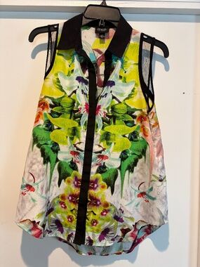 Prabal Gurung for Target Floral Sleeveless Button Down Top Size S